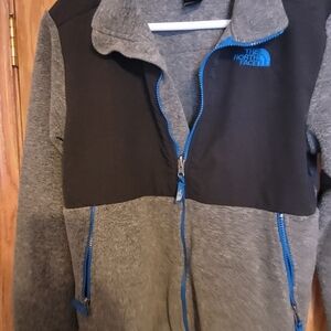 The North Face Kids Black and Gray Jacket with Blue Accents